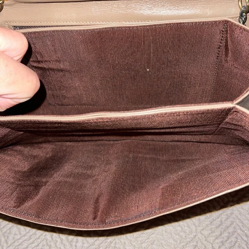 Bags By Varon Vintage Womens Clutch Shoulder Tan Leather Reptile Skin Purse